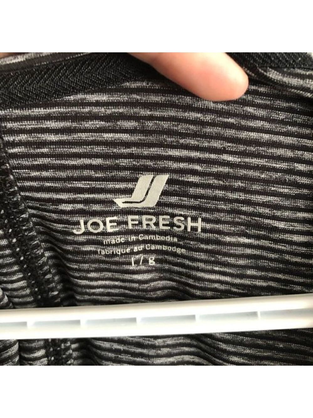 JOE Fresh size Large Grey/Black striped, scoop neck t-shirt - Picture 4 of 4
